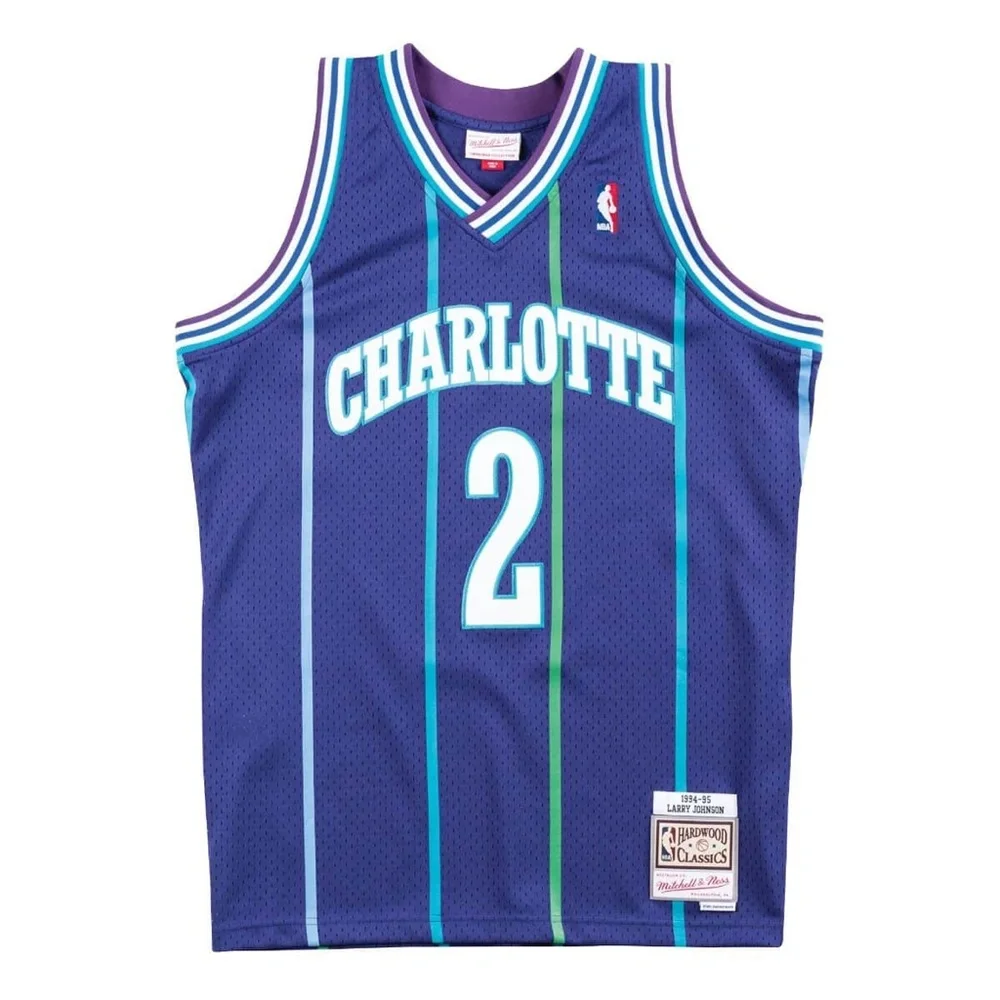 *SMALL* Charlotte Hornets Alternate 1994-95 Swingman Jersey Larry Johnson  NWT - Picture 4 of 6